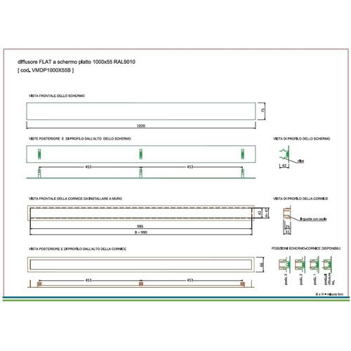 DIFFUSORE PIATTO FILO MURO 1000X55 RAL9010 Foto 3