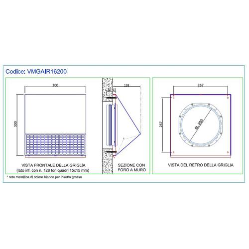 GRIGLIA ESTERNA DN 200 CON FILTRO ANTINSETTO Foto 3