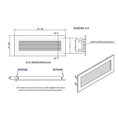 GRIGLIA IN PVC A FERITOIE 300X100 RAL9010 Foto 2