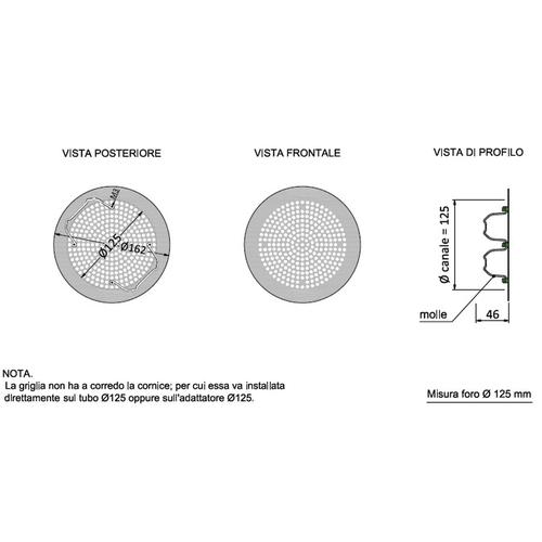 DIFFUSORE FLAT D. 160 TONDO FORELLATO D. 125 Foto 2