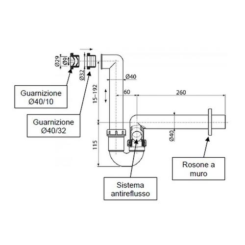 SIFONE SCARICO CONDENSA UNIVERSALE DN40 Foto 3