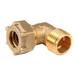 GOMITO 90° A COMPRESSIONE IN OTTONE TENUTA O-RING Ø 10 MM. X 1/2" M IG402