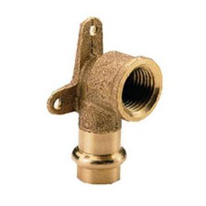 GOMITO 90° BRONZO PRESSARE CON FLANGIA A TRE FORI DI FISSAGGIO Ø 12 MM. F X 1/2" F P4471 G