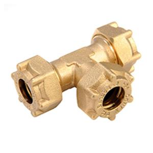 TEE A COMPRESSIONE IN OTTONE TENUTA O-RING Ø 22 MM. IG601