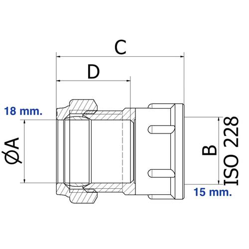 CONEX 303 RACCORDO OTTONE FF 3/8 X 10 X GAS Foto 2