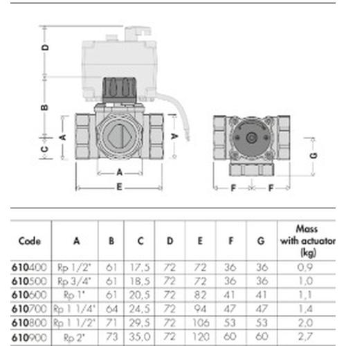 VALVOLA MISCELATRICE 3 VIE DN25 ATTACCHI 1"F Foto 2