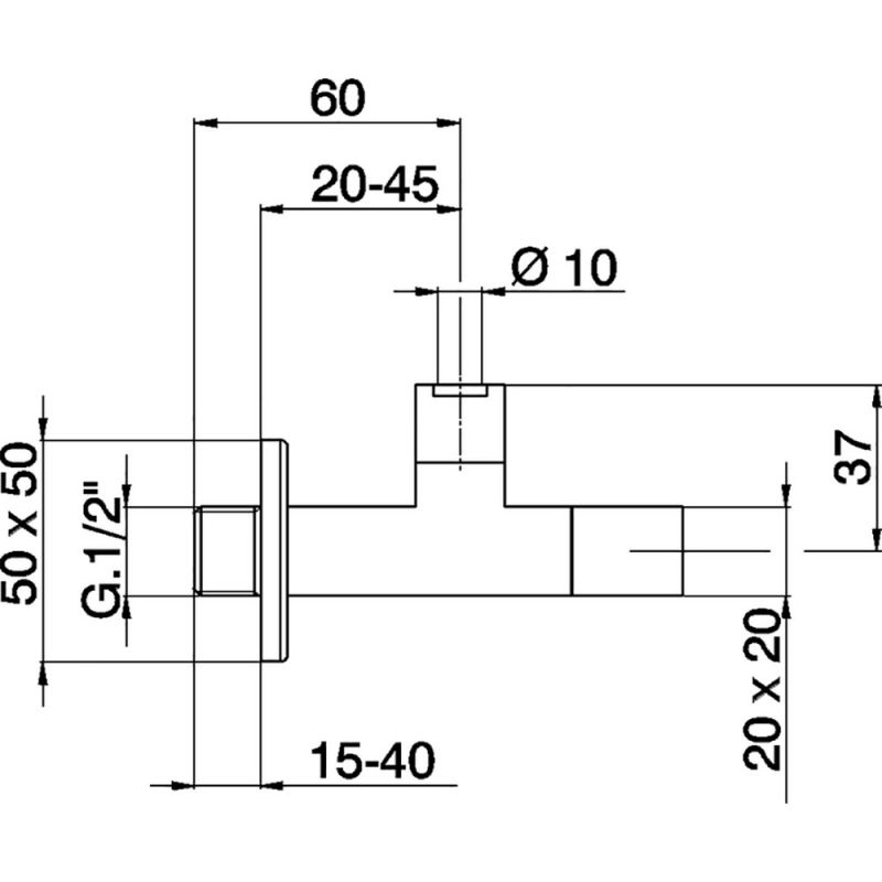 Za 291 rubinetto sottolavabo quadro cromo CISAL - ZA00291021