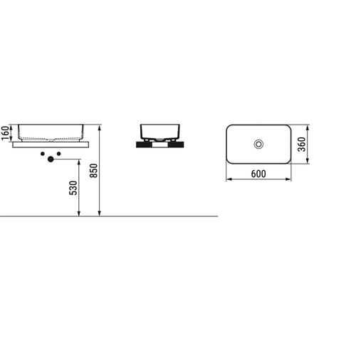 NOEMI D311141 LAVABO APPOGGIO RETTANGOLARE 60X36 BIANCO OP. Foto 2