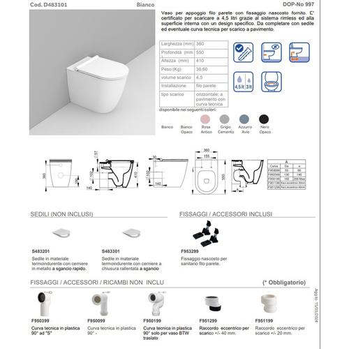 MAYKA D483101 VASO PAVIMENTO RIMLESS BIANCO LUCIDO Foto 2