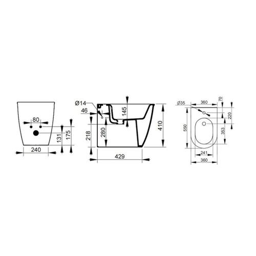 MAYKA D483501 BIDET MONOFORO PAVIMENTO BIANCO LUCIDO Foto 2