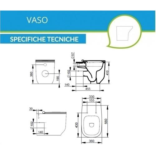 ALBA D503141 VASO PAVIMENTO RIMLESS BIANCO OPACO Foto 2