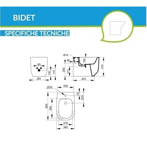 ALBA D503541 BIDET MONOFORO PAVIMENTO BIANCO OPACO Foto 2