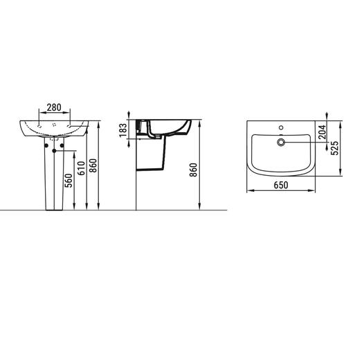 GEMMA2 LAVABO 65 X 52 BIANCO (D521101) Foto 3