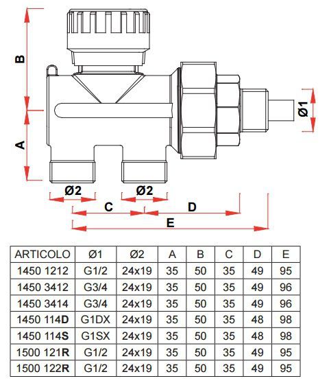 Valvola Monostile Manuale Per Impianto Monotubo FAR D.3/4 Completo Di Sonda D.14mm - Idrosanitaria Pontina - 6