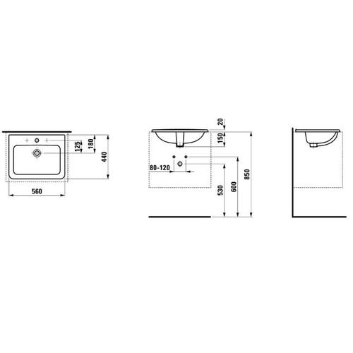 PRO A 1396.1 LAVABO 56X45 INCASSO MF BIANCO Foto 2