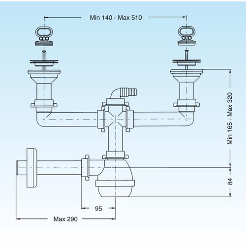 SIFONE "M" 2 VIE CON ATTACCO LAVASTOVIGLIE VERT Foto 2