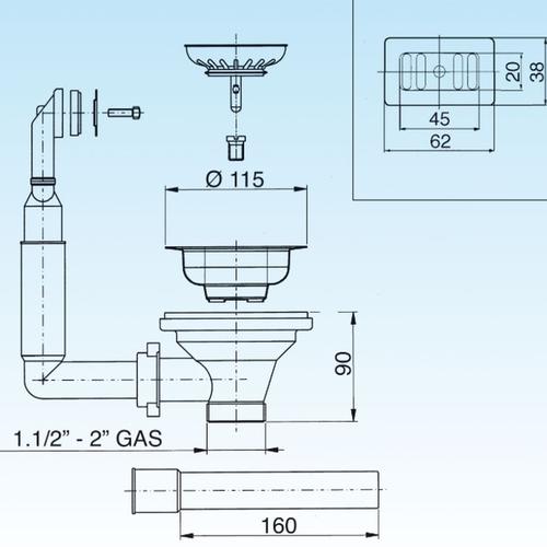 PILETTA CON TROPPO PIENO RETTANGOLARE BASKET 1"1/2 Foto 3