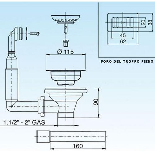 PILETTA CON T.P.BASKET 1"1/2 IRON SATIN PVD Foto 2