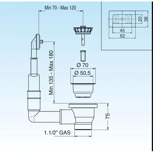 BASKET MINI FORO 60 1 1/2 TPR X LAVELLO INOX Foto 3