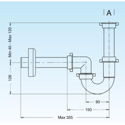 SIFONE TUBO SCARICO 'S' 1 VIA 1 1/2 Foto 2