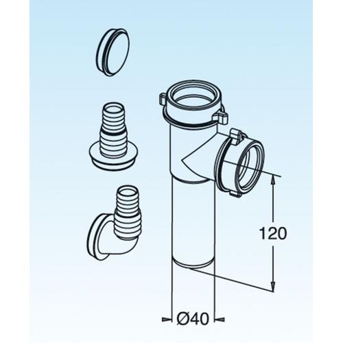 RACCORDO SCARICO LAVATRICE (2VIE) D.40 Foto 3