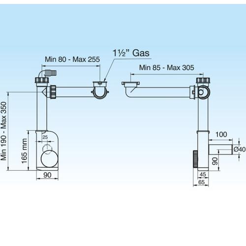 SIFONE SPAZIO 1 NT EVOLUTION BIANCO 40 1 1/2 Foto 5