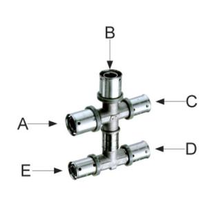 COLLETTORE SANITARIO A PRESSARE A 5 VIE Ø 20 MM. X Ø 20 MM. X Ø 16 MM. X Ø 16 MM. X Ø 16 MM. PER MULTISTRATO PRESSMASTER