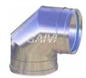 Foto EUROAIR CURVA FUMO 90° DOPPIAPARETE ARIA Ø 80 MM. IN ACCIAIO INOX