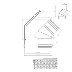 EUROAIR CURVA FUMO 45° DOPPIAPARETE ARIA Ø 160 MM. IN ACCIAIO INOX