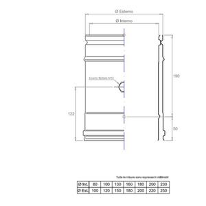 EUROAIR MODULO PRELIEVO FUMI DOPPIAPARETE ARIA Ø 130 MM. IN ACCIAIO INOX
