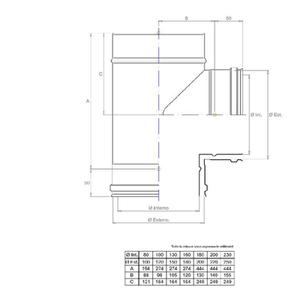 EUROAIR RACCORDO T 90° DOPPIAPARETE ARIA Ø 100 MM. IN ACCIAIO INOX