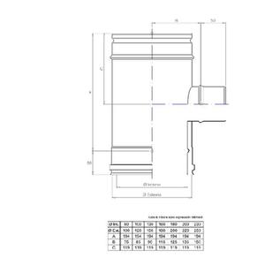EUROAIR RACCORDO T 90° DOPPIAPARETE ARIA Ø 100 MM. RIDOTTO A Ø 80 MM. MONOPARETE IN ACCIAIO INOX