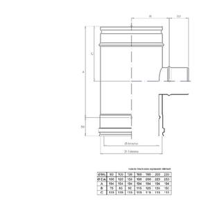 EUROAIR RACCORDO T 90° DOPPIAPARETE ARIA Ø 130 MM. RIDOTTO A Ø 80 MM. MONOPARETE IN ACCIAIO INOX