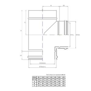 EUROAIR RACCORDO T 90° DOPPIAPARETE ARIA Ø 80 MM. IN ACCIAIO INOX