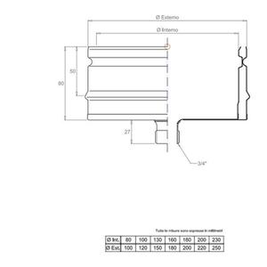 EUROAIR TAPPO DI SCARICO DOPPIAPARETE ARIA Ø 100 MM. IN ACCIAIO INOX