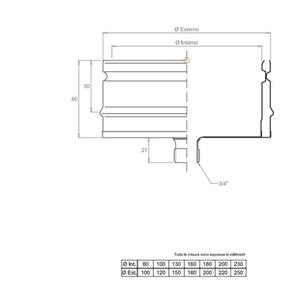 EUROAIR TAPPO DI SCARICO DOPPIAPARETE ARIA Ø 80 MM. IN ACCIAIO INOX