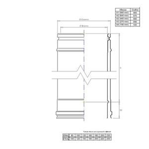 EUROAIR TUBO FUMO DOPPIAPARETE ARIA IN ACCIAIO INOX H.500 - Ø 130 MM.