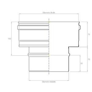EUROSTAR AUMENTO DI SEZIONE MONOPARETE DA Ø 130 MM. MASCHIO A Ø 150 MM. FEMMINA IN ACCIAIO INOX