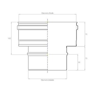 EUROSTAR AUMENTO DI SEZIONE MONOPARETE DA Ø 180 MM. MASCHIO A Ø 220 MM. FEMMINA IN ACCIAIO INOX