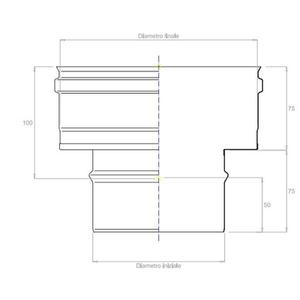 EUROSTAR AUMENTO DI SEZIONE MONOPARETE DA Ø 180 MM. MASCHIO A Ø 250 MM. FEMMINA IN ACCIAIO INOX