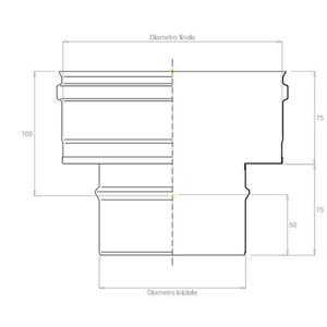 EUROSTAR AUMENTO DI SEZIONE MONOPARETE DA Ø 100 MM. MASCHIO A Ø 200 MM. FEMMINA IN ACCIAIO INOX