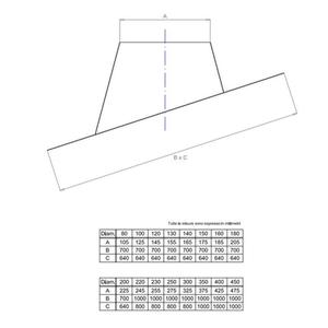 EUROSTAR FALDALE INCLINATO MONOPARETE Ø 250 MM. IN ACCIAIO INOX