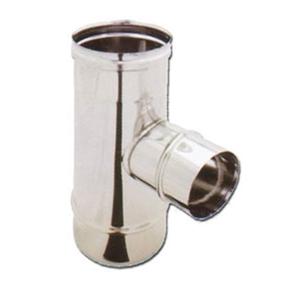 EUROSTAR RACCORDO T 90° MONOPARETE Ø 100 MM. RIDOTTO A Ø 80 MM. IN ACCIAIO INOX