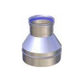 EUROSTAR RIDUZIONE DEFLUSSATA MONOPARETE DA Ø 140 MM. MASCHIO A Ø 100 MM. FEMMINA IN ACCIAIO INOX