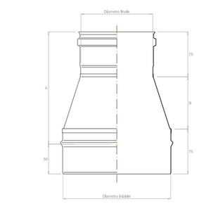 EUROSTAR RIDUZIONE DEFLUSSATA MONOPARETE DA Ø 130 MM. MASCHIO A Ø 80 MM. FEMMINA IN ACCIAIO INOX