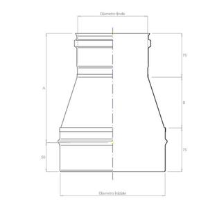 EUROSTAR RIDUZIONE DEFLUSSATA MONOPARETE DA Ø 140 MM. MASCHIO A Ø 120 MM. FEMMINA IN ACCIAIO INOX