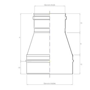 EUROSTAR RIDUZIONE DEFLUSSATA MONOPARETE DA Ø 140 MM. MASCHIO A Ø 130 MM. FEMMINA IN ACCIAIO INOX