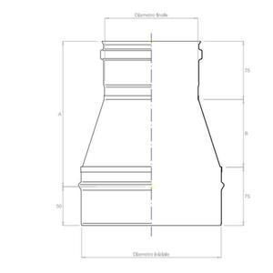 EUROSTAR RIDUZIONE DEFLUSSATA MONOPARETE DA Ø 160 MM. MASCHIO A Ø 120 MM. FEMMINA IN ACCIAIO INOX