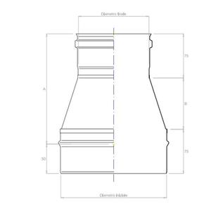 EUROSTAR RIDUZIONE DEFLUSSATA MONOPARETE DA Ø 200 MM. FEMMINA A Ø 140 MM. FEMMINA IN ACCIAIO INOX