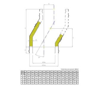 EUROSTAR25 CURVA FUMO 30° DOPPIAPARETE Ø 350 MM. IN ACCIAIO INOX CON INTERCAPIEDINE IN LANA DI ROCCIA